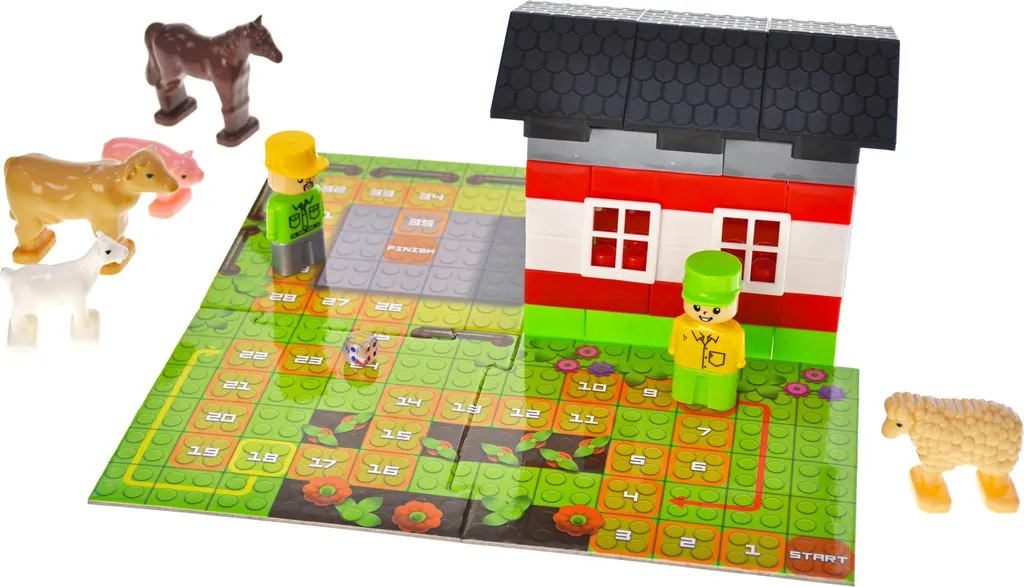 Jeu de société Block&Steps Happy Farm 3-en-1 Building Blocks en bois
