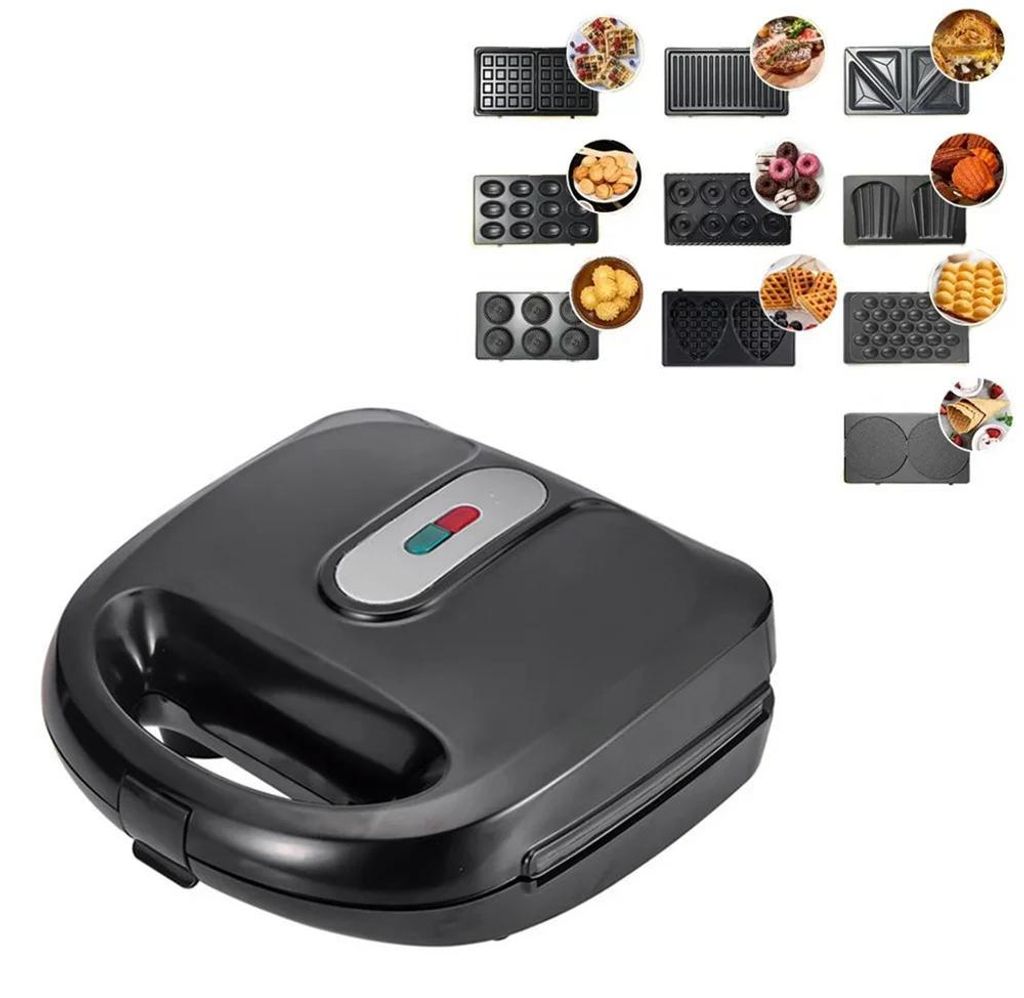 Sandwichmaker Sandwich-Toaster - 10-in-1 - 750 W - Wechselplatten - Antihaftbeschichtung - Beidseitige Heizung - EU-Stecker