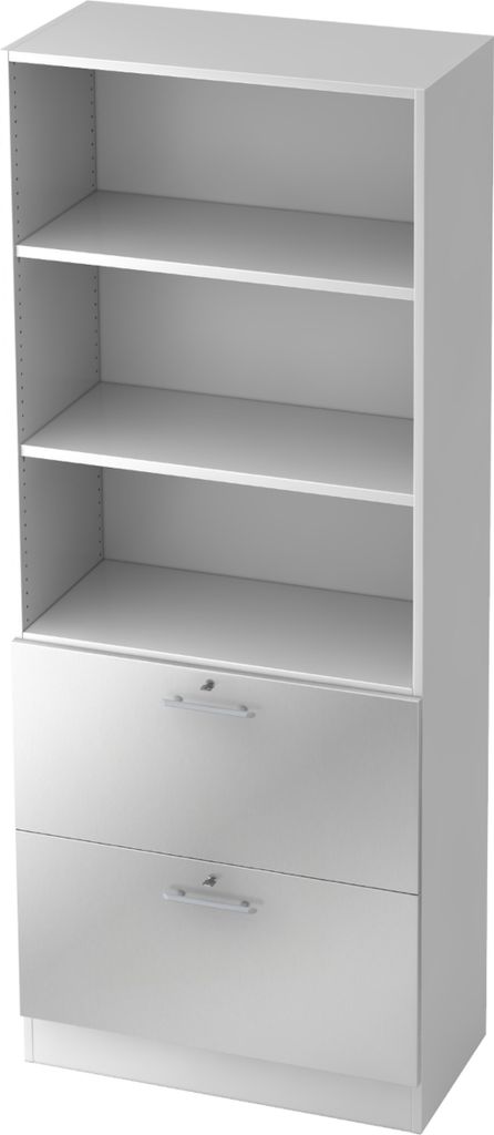 bümö office Hängeregister Kombi - 2 Schübe - Griff: Relinggriff (Kunststoff), Nachbildung: Weiß/Silber