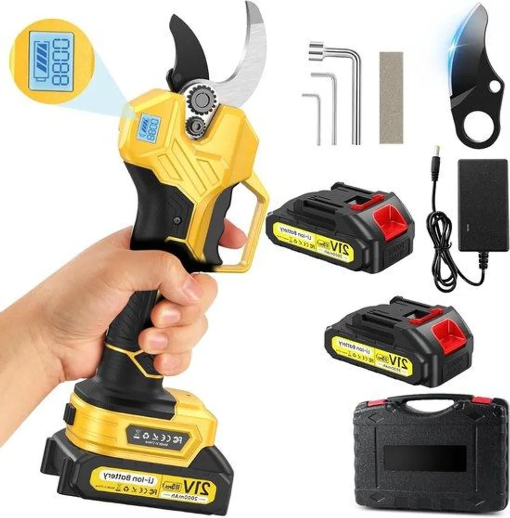 Sécateur électrique 50mm sans effort - Fini les douleurs avec 2 batteries