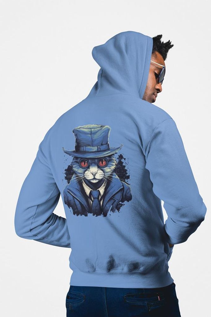 D&B Unisex Hoodie ZIPCAT00001 Cat Hellblau-Größe S