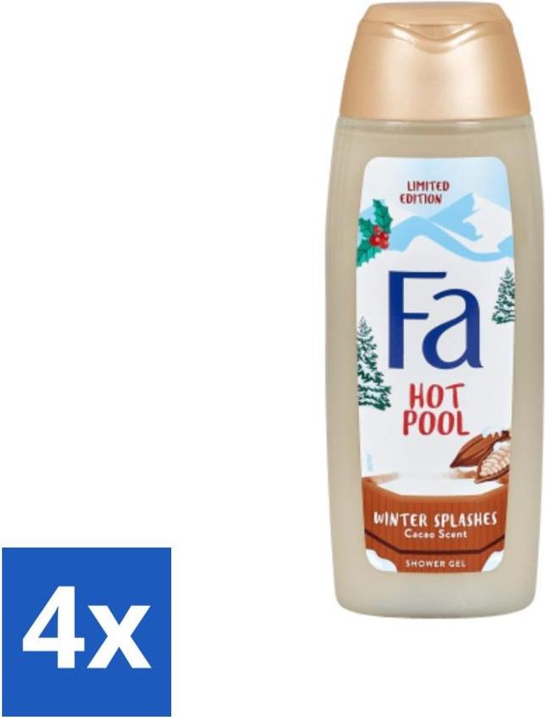 Fa - Duschgel - Winter Splashes Hot Pool Cacao - Warm & Wärmend - Wohltuend - 250 ml - Vorteilspack - 4 Stücke