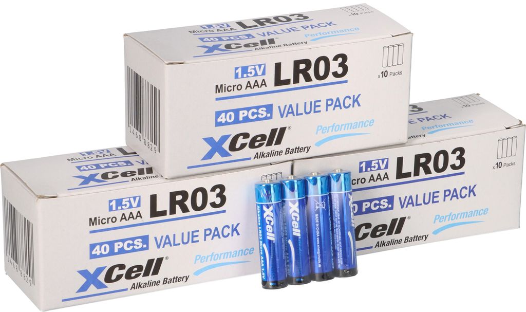 120x XCell LR03 Micro Super Alkaline Batterie AAA 30x 4er Folie