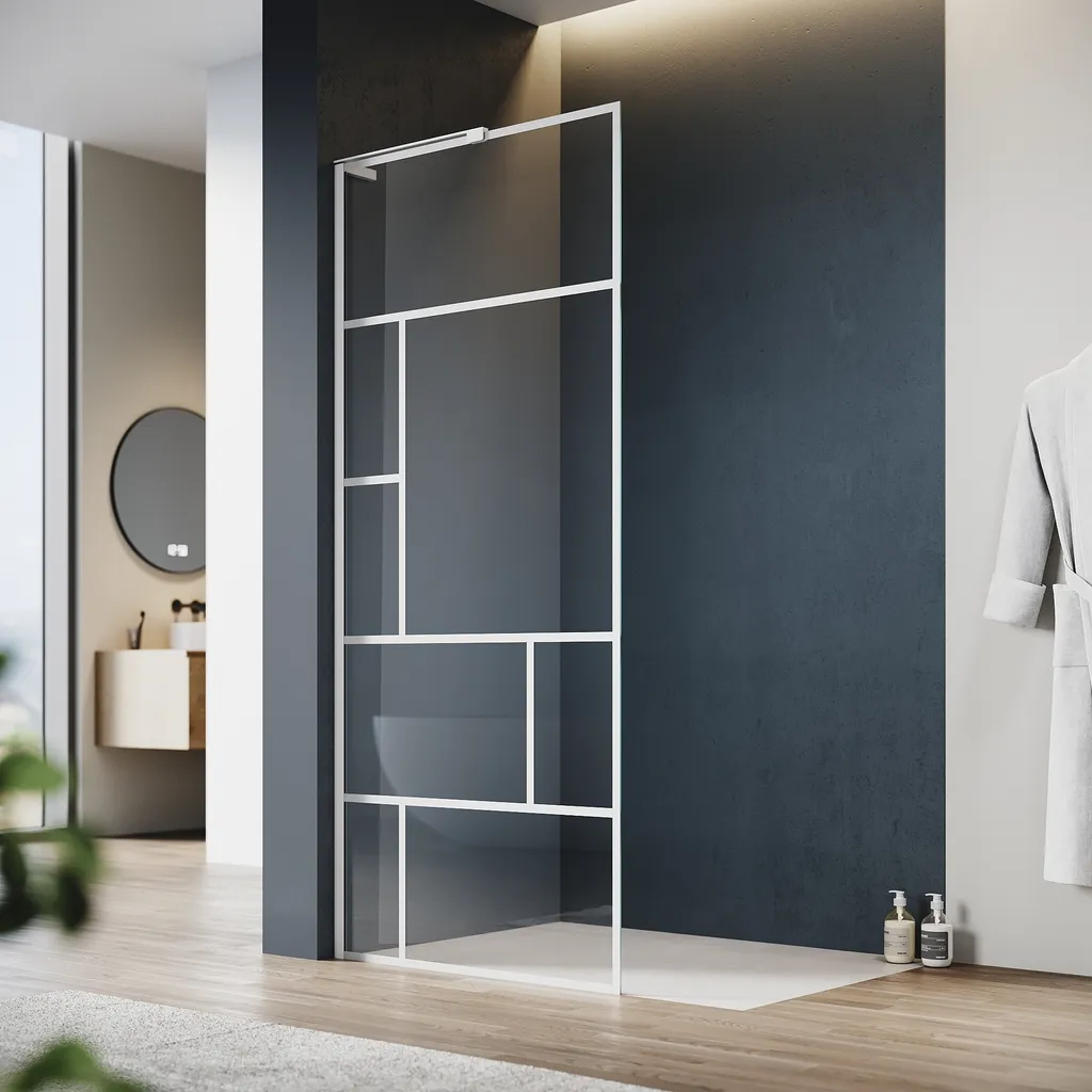 Écran de Douche Walk-in 90 cm Verre de Sécurité Blanc Facile à Nettoyer