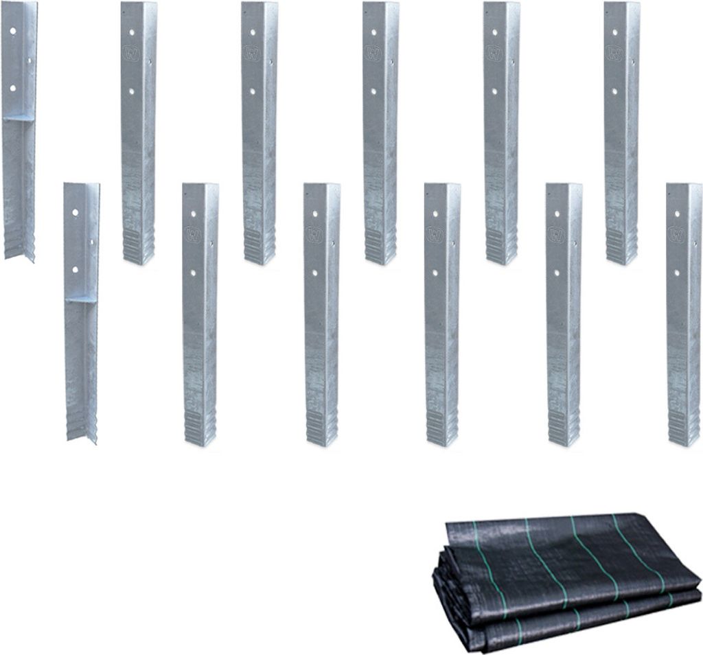 WICKEY Bodenanker Erdanker Winkelanker-Set SolidLock 12 Stk. für Spielturm & Schaukel inkl. Unkrautvlies, Anker, Pfostenanker für Klettergerüst ...
