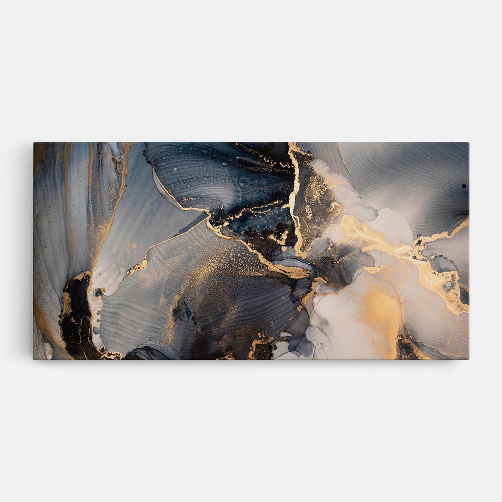 ARTHUB Leinwandbild 60x120 cm, Golden Abstract Marble | Wohnzimmerdekoration, Hängende Bilder, Wanddekoration, Heimdekoration, Abstrakte, Marmor