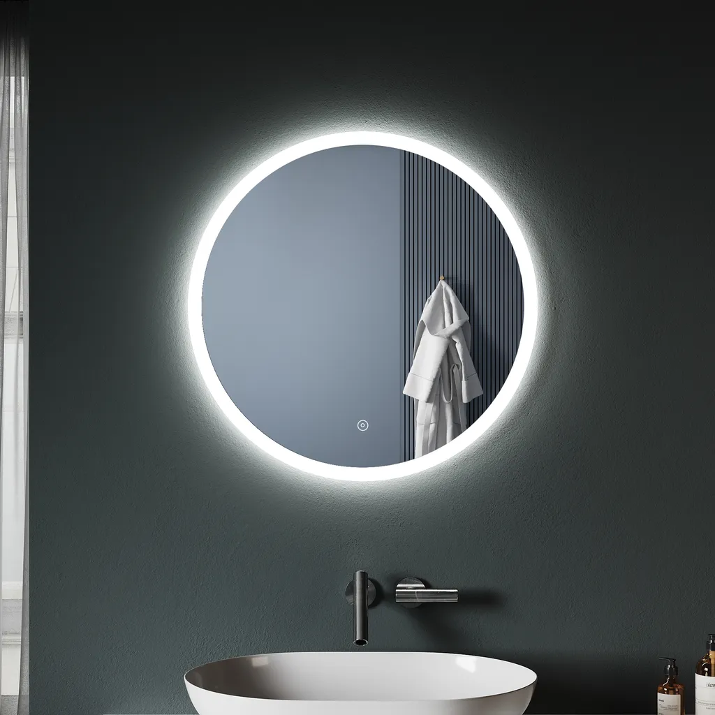 Specchio Rotondo LED 60cm SONNI: Montaggio Facile e Funzione Touch