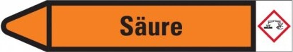 Dreifke Aufkleber I RKZ-Etikett Säure, links, orange/schwarz, für Ø 15-25mm,...
