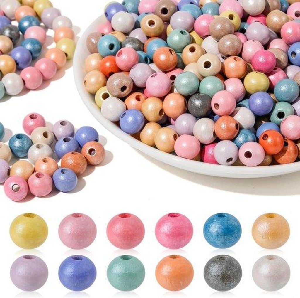Premium Houten Kralen Rijgen 300er Set 10 mm buntfarben DIY Kinderarbeiten Armbänder Halsketten