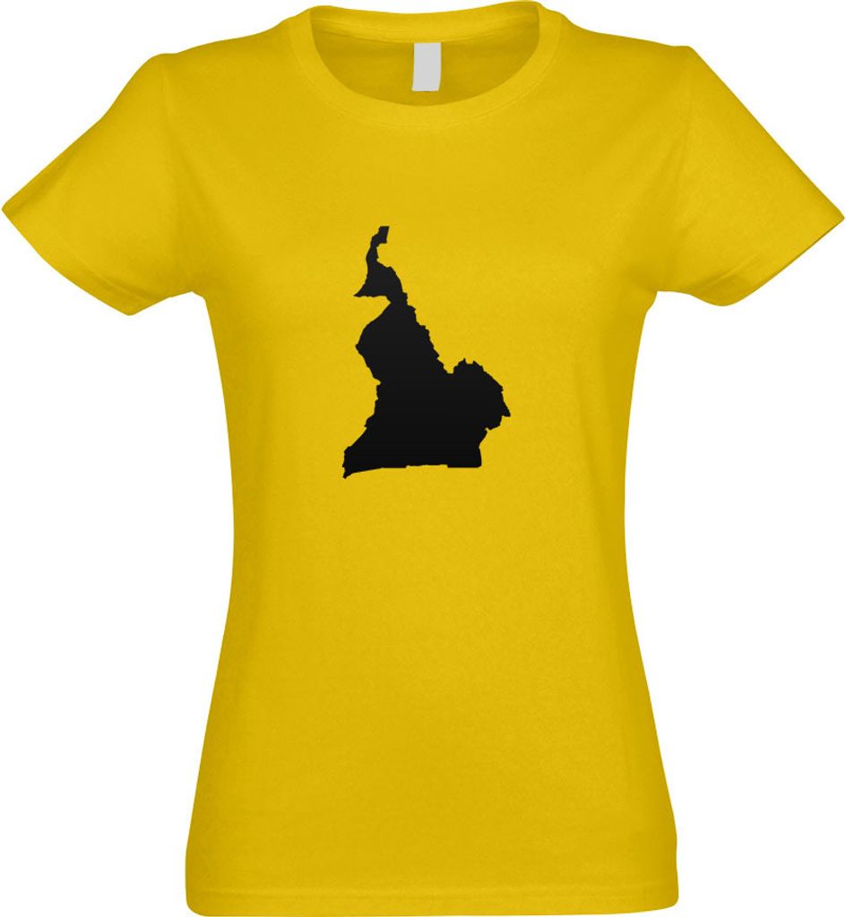 Kiwistar - T-Shirt tailliert - Damen - gelb - Kamerun Umriss Kontur - mit Motiv Bedruckt - Funshirt Design - Sport - Freizeit - Damen - M