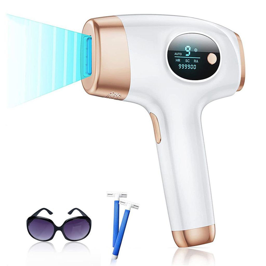 IPL Laser Haarentferner 21J, 9 Intensitätsstufen, Doppel-Lampen, 0,8s Blitz, Gesicht & Körper, Unisex, Für Beine, Arme, Achseln, Bikinizone