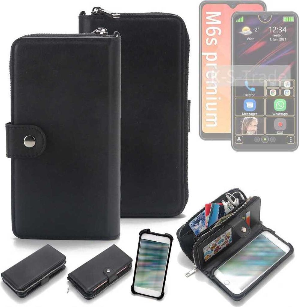 K-S-Trade 2in1 Handyhülle Schutzhülle kompatibel mit Bea-fon M6s premium & Portemonnee Cover Handy Hülle Case Etui Geldbörse Wallet Bookstyle