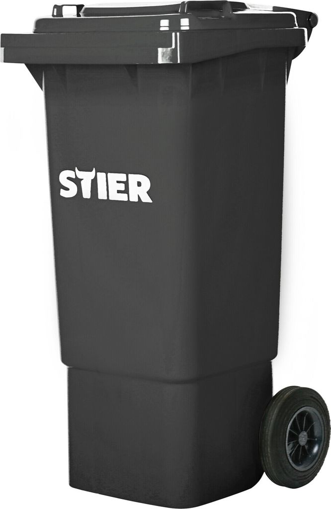 STIER 2-Rad-Müllgroßbehälter, Volumen 80 Liter, Mülleimer, grau, BxTxH 445x520x939 mm, Mülltonne, Restmülltonne mit Rädern und Deckel, Unive...