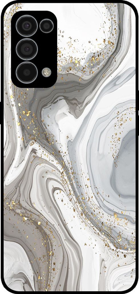 Smartphonica Telefon Fall geeignet für Oppo Reno5 mit Marmor-Druck - TPU zurück Abdeckung Fall Marmor-Design - Silber