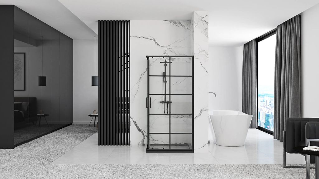 Cabine Doccia Rea Concept Black 80X100 + Piatto Doccia Immagine del prodotto 