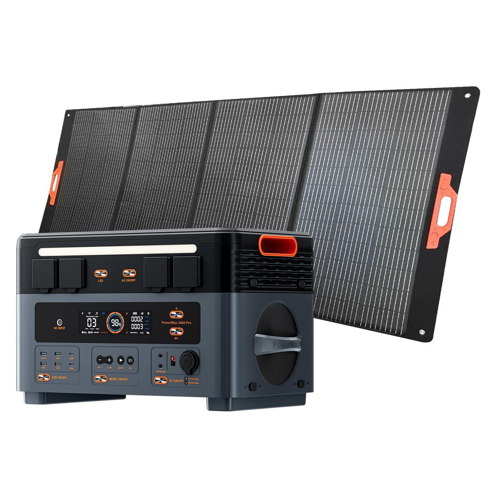 OSCAL PowerMax 2400Pro Trennbare Solarspeicher 2400W/2016Wh Powerstation, Microinverter+OSCAL PM400Pro Faltbares Solarpanel 200W Mobile Solaranlage