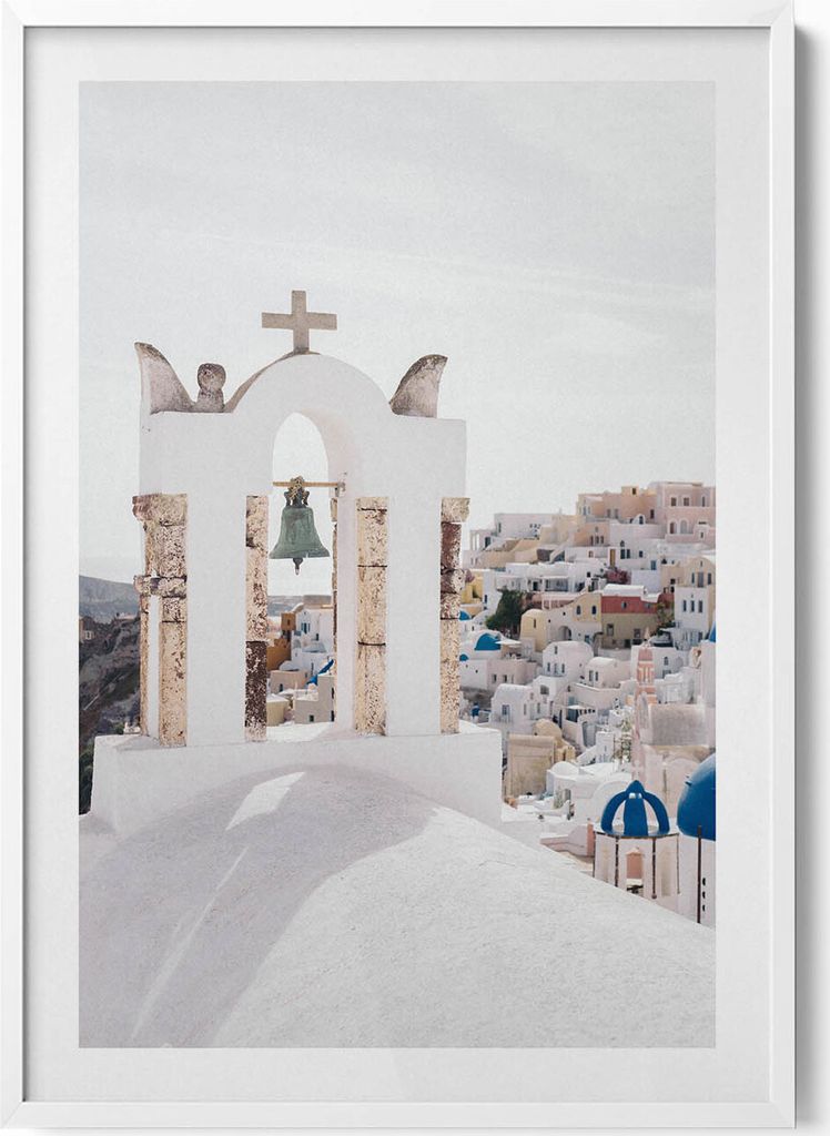 Architektur in Griechenland Santorin– Wandbild mit Rahmen – Gerahmtes Bild – Wanddekoration – 70x100 cm – Weiß Rahmen