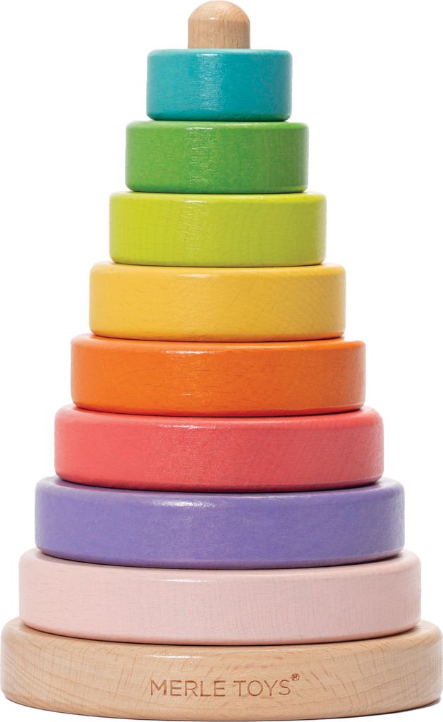Merle Toys® - Stapelturm aus Holz: Montessori Spielzeug ab 1 Jahr, Holzspielzeug, Kinderspielzeug, Motorikspielzeug, erstes Babyspielzeug