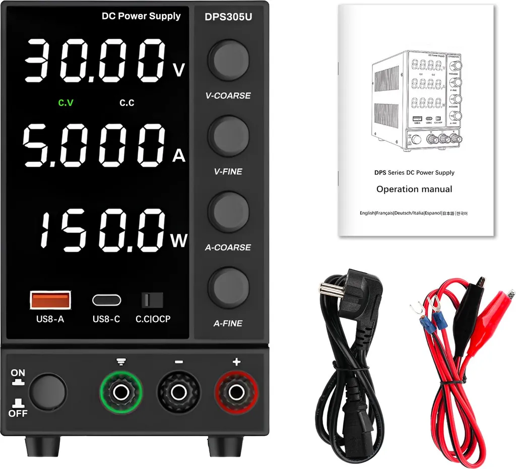 Bloc d'alimentation de laboratoire 0-30V 5A CC avec affichage LED 4 digits