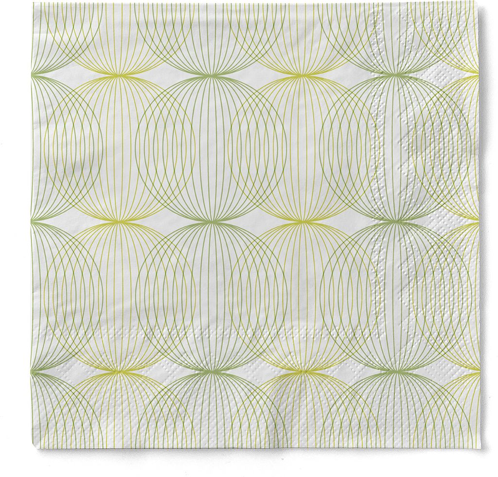 Tissue Cocktail-Serviette Ludo in Lime-Oliv, 24 x 24 cm, 150 Stück - Mank