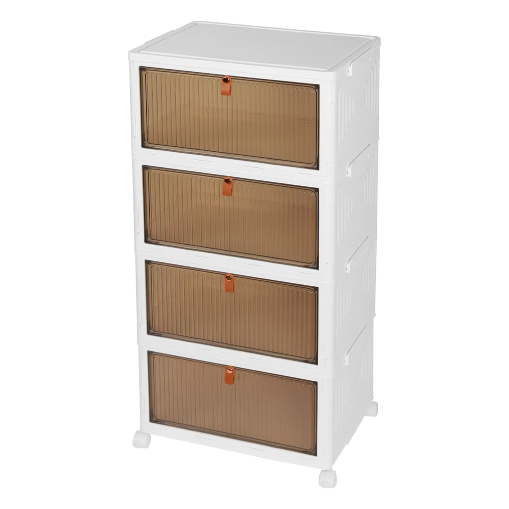 Organisateur de rangement 4 niveaux blanc pliable pour la maison