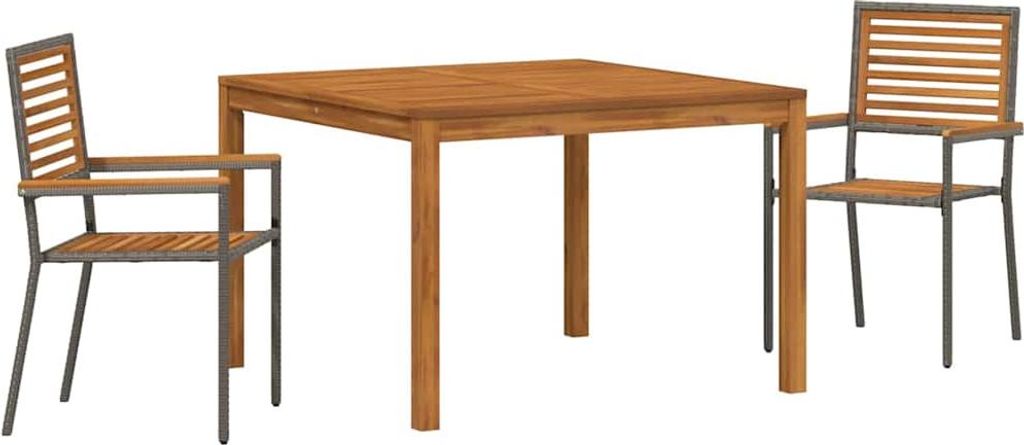 Garten Essgruppe 3 pcs Grau Massivholz Akazie