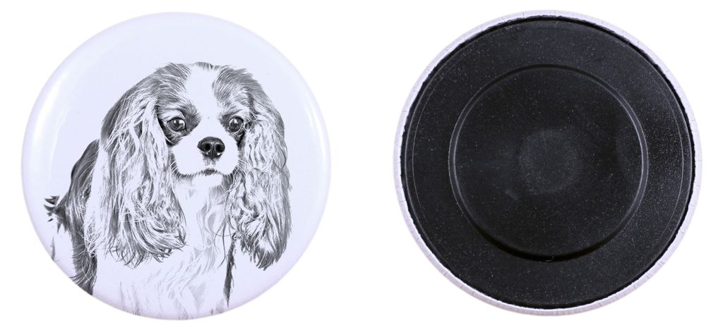 Cavalier King Charles Spaniel Magnet mit einem Hundepfotenabdruck, außergewöhnlich leicht, starker Magnet, handgefertigtes Produkt der Marke Art-Dog