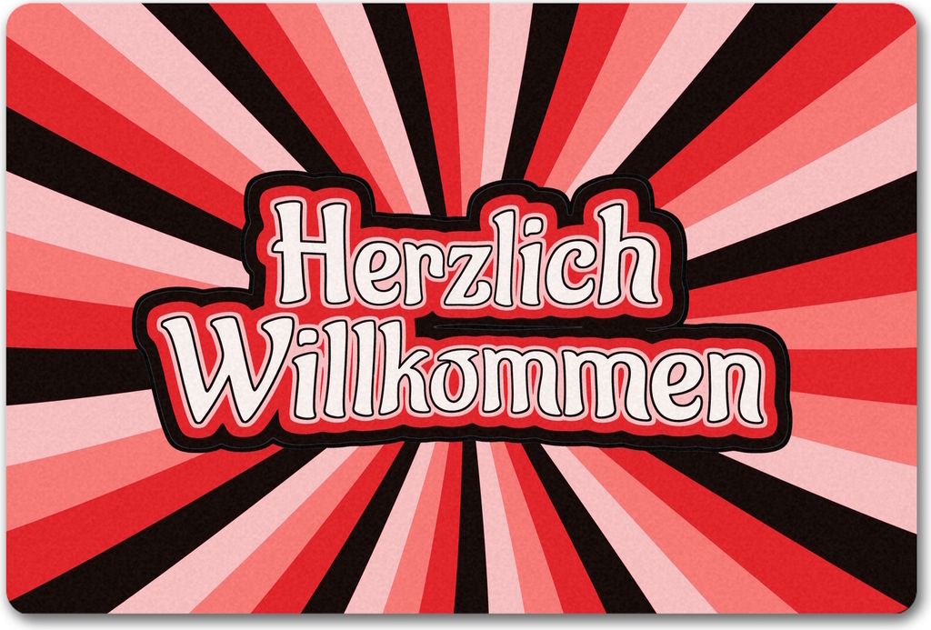 Farbenfrohe Herzlich Willkommen Fußmatte in 40x60 cm ohne Rand in buntem