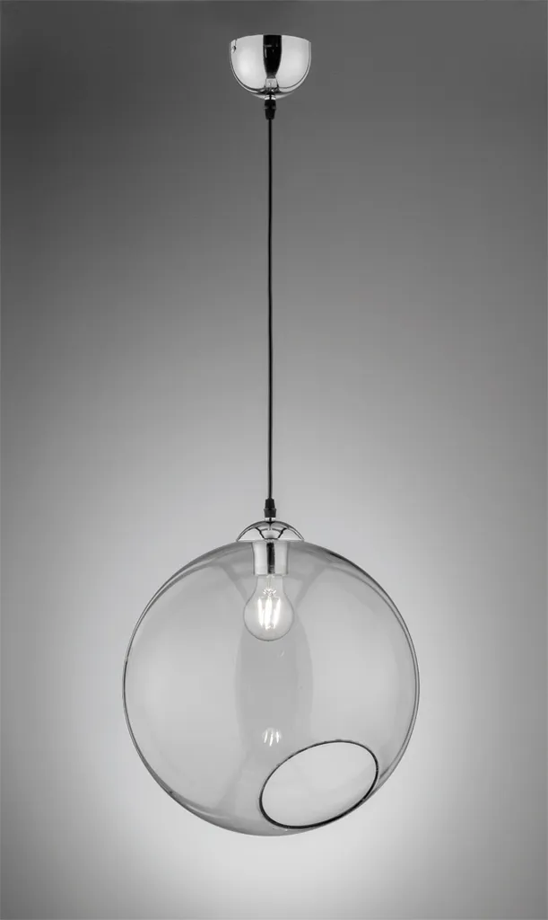 Lampada a sospensione con lampadario a sfera in vetro fumé Ø35cm a una luce per tavolo da pranzo, isola cucina, cucina