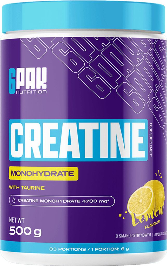 A product shot of a container of creatine monohydrate powder.