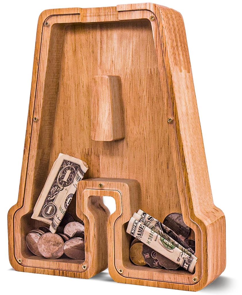 Spardose aus Holz mit Buchstaben für Kinder – Spardose mit Initialen, personalisierte Spardose aus Holz – 22,5 cm