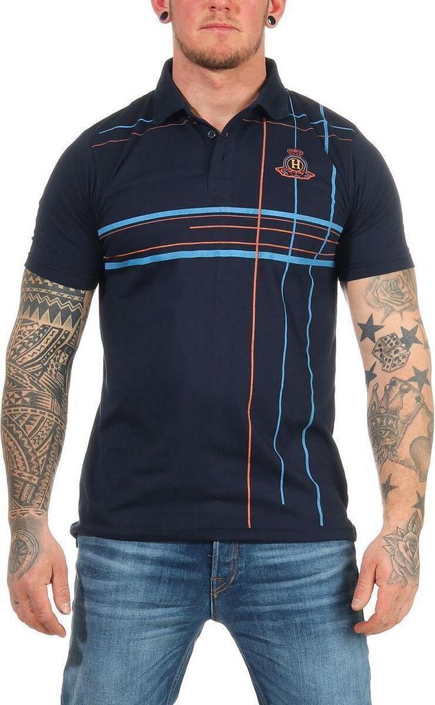 Herren Sport Polo Shirt Stretch Kurz-Arm; Dunkelbau M