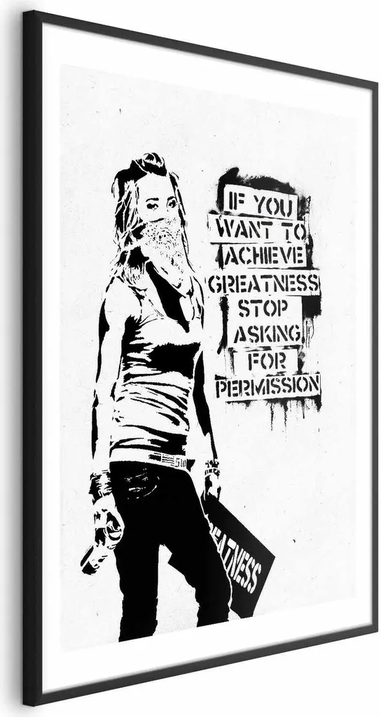 Arredamento Moderno Poster 40x60 Ragazza Graffiti Nera Cornice