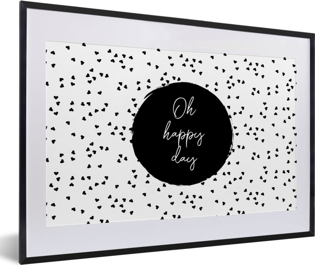 MuchoWow Gerahmtes Poster Zitate - Text - Oh happy day - Glück 60x40 cm - Poster mit Schwarzem Bilderrahmen Wandposter Rahmen Foto Bilder - Schl...