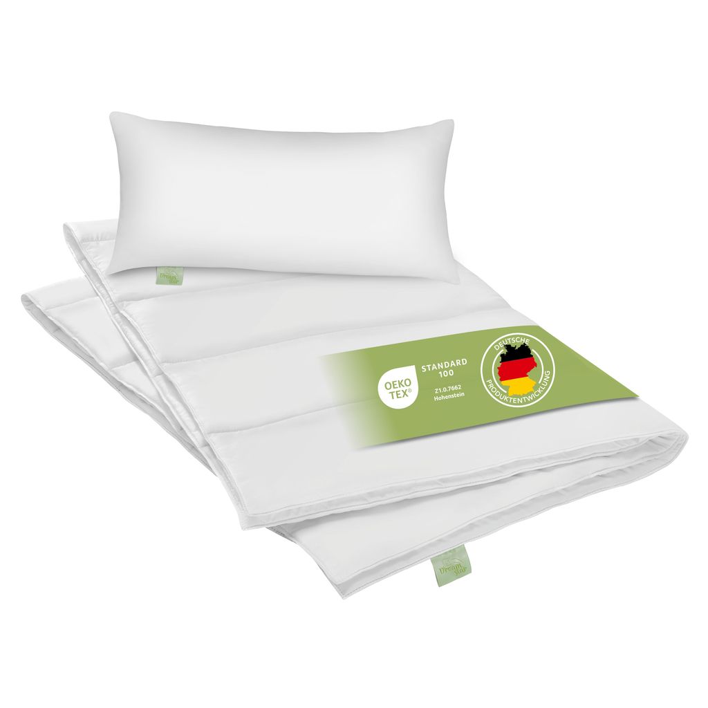 Eco Microfaserbettdecke 135x200 cm + Kopfkissen 40x80 cm | DREAMSTAR Eco 2-teilig | Allergiker geeignet