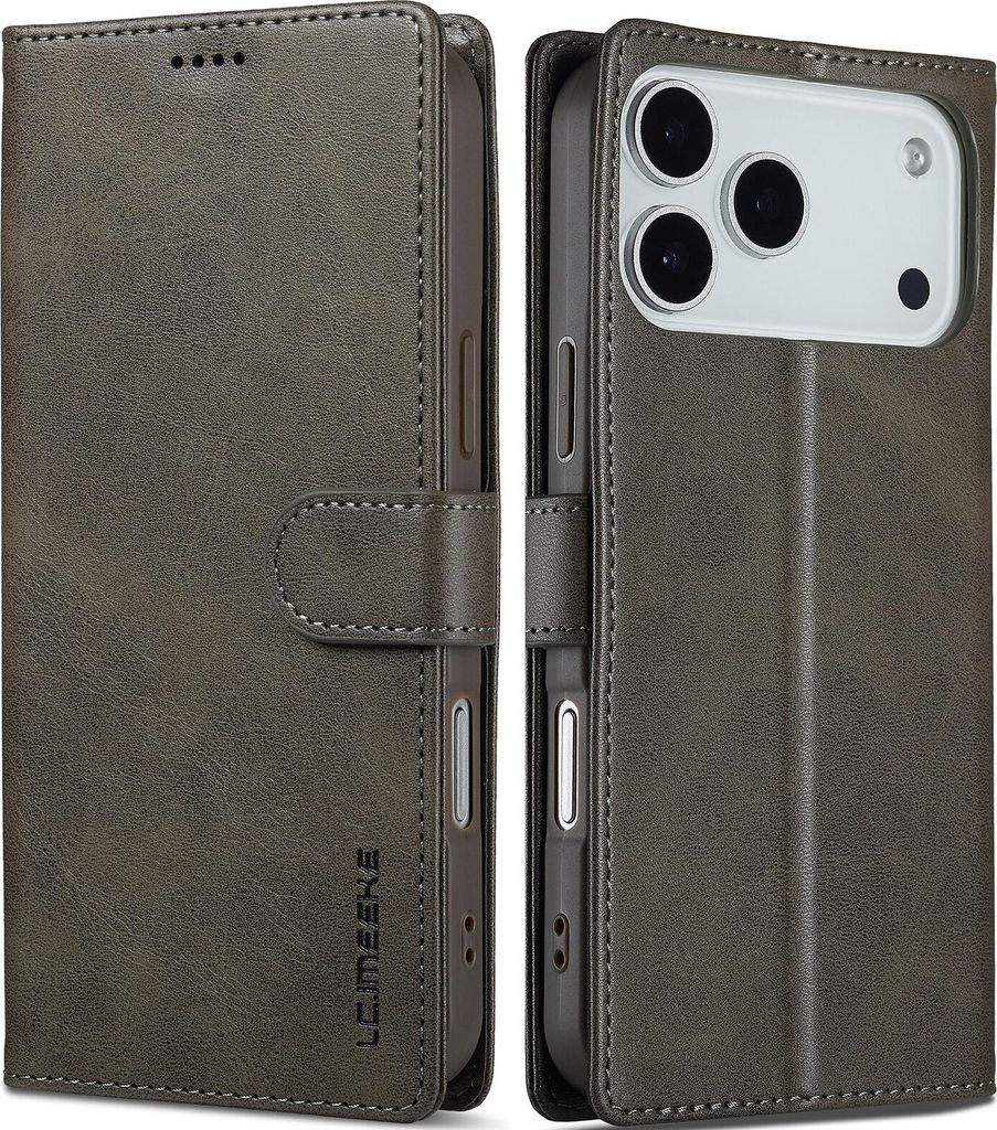 Hülle für iPhone 17 Pro Max, Klapphüllen Brieftasche Leder Magnetverschluss Ständer Schutzhülle Gris