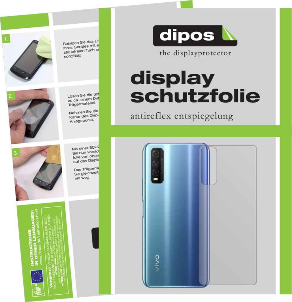 2x Schutzfolie für vivo Y50t Rückseite matt Displayschutzfolie Folie Display Schutz dipos