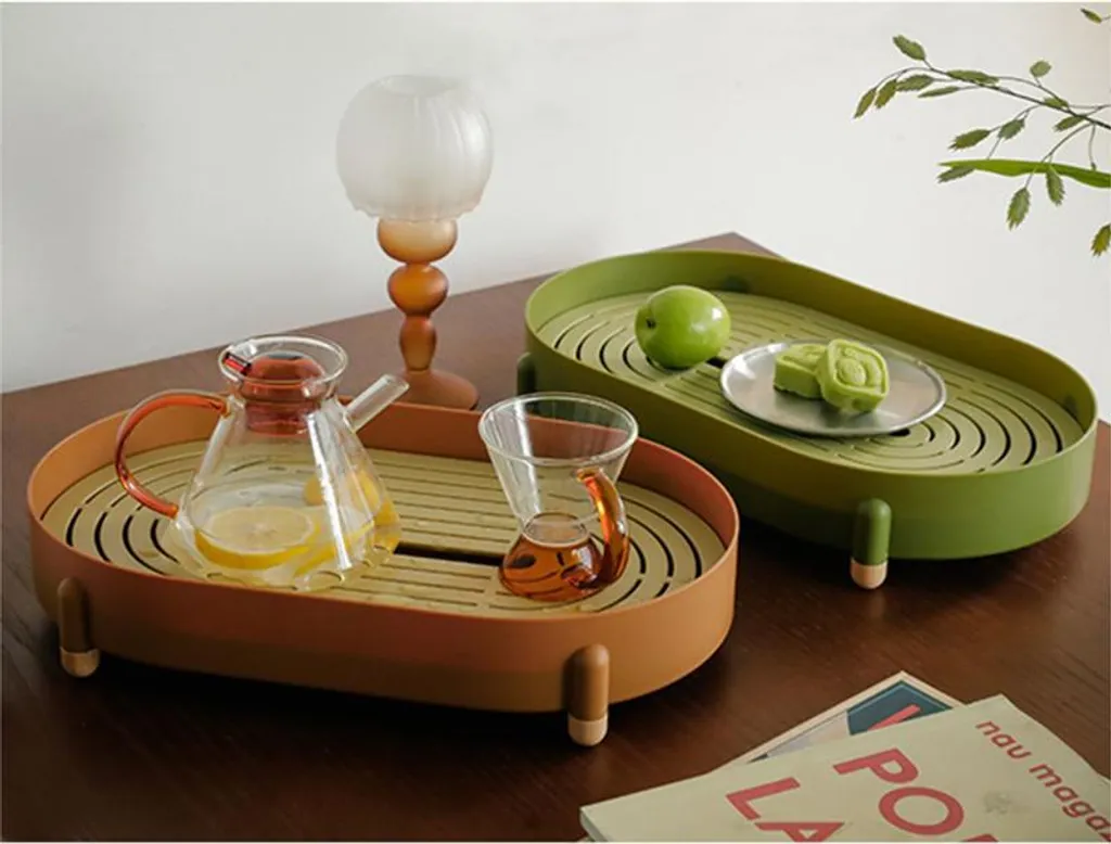 Plateau à thé pour cérémonie Gong Fu Cha avec bac de récupération eau