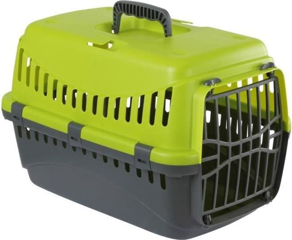 Hundetransportbox, Kerbl Expedition, 48x32x32cm, Hochwertiges PVC, Grün und Dunkelgrau