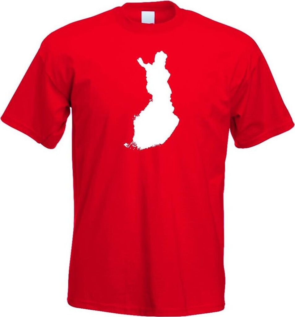 Kiwistar - T-Shirt - rot - Finnland Umriss Kontur Herren Funshirt Bedruckt Design Sprüche Spruch Motive - mit Motiv Bedruckt - Funshirt Design - S...