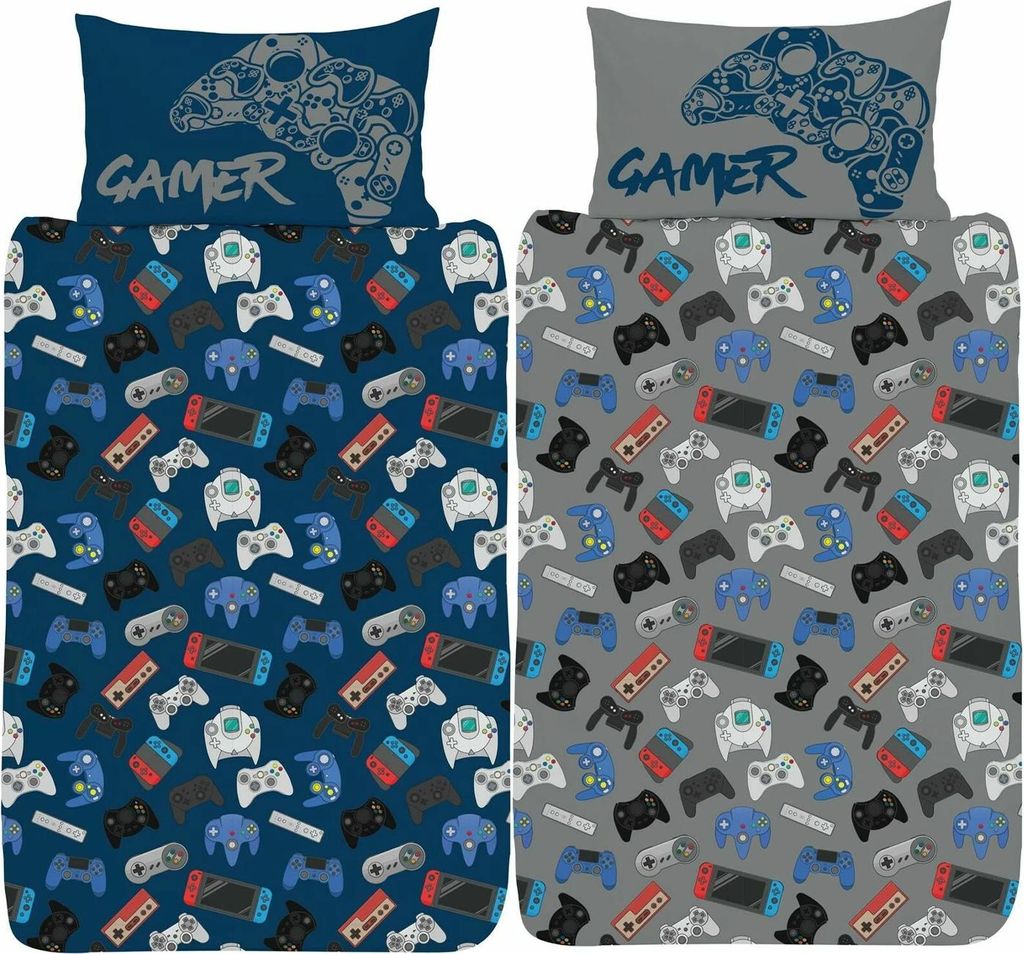 Floso - "Gamer" Spiel-Controller Bettwäsche, wendbar TC249 (Einzelbett) (Bunt)