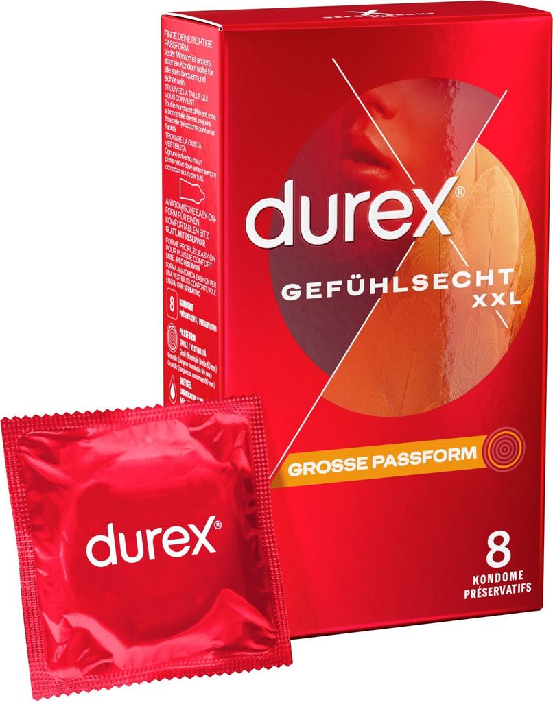 Durex Gefühlsecht XXL Kondome 8 Stück Produktbild 