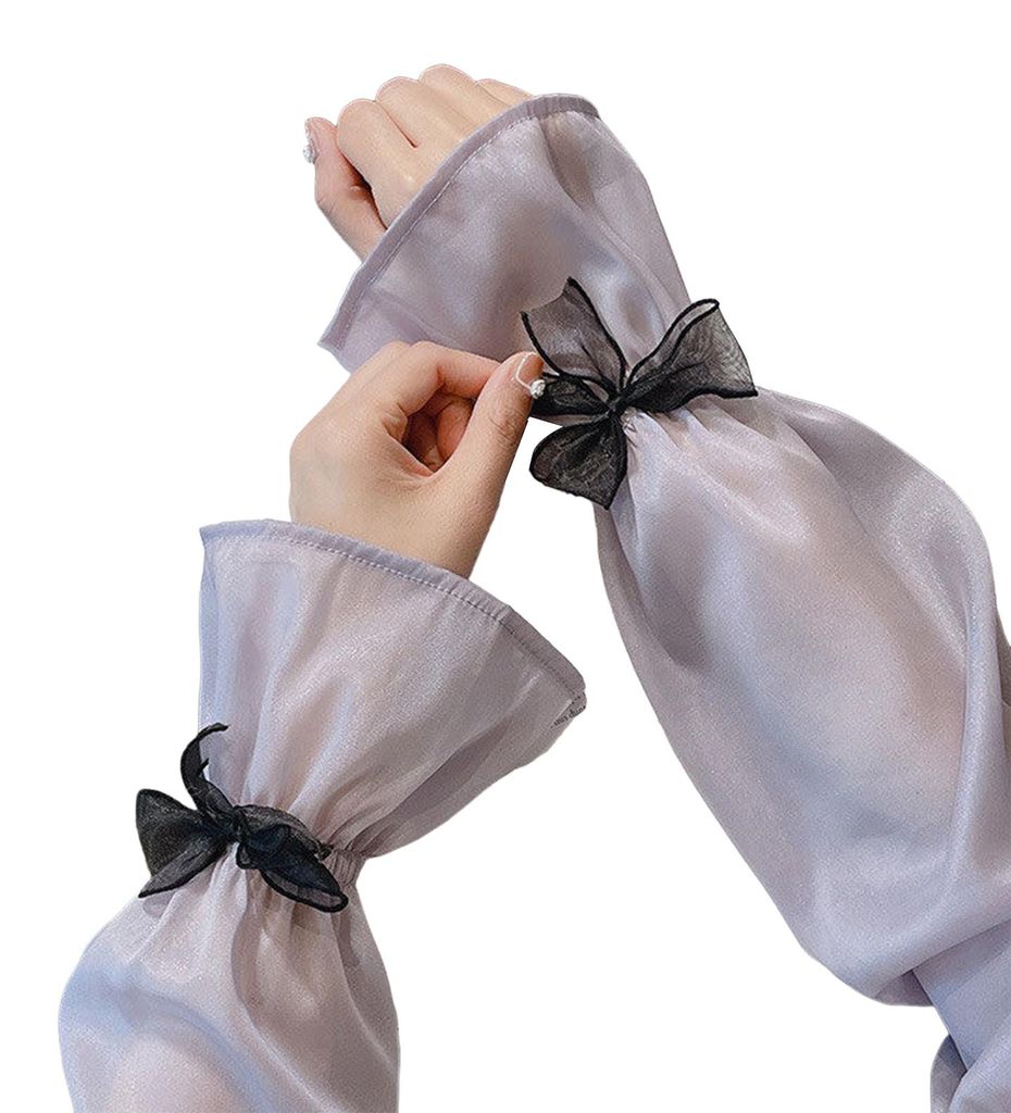 1 Paar Sonnenschutz-Armstulpen für Damen mit Schleife, UV-Schutz, atmungsaktiv, locker, ideal für den Sommer, z. B. für Mädchen auf dem Weg zur...