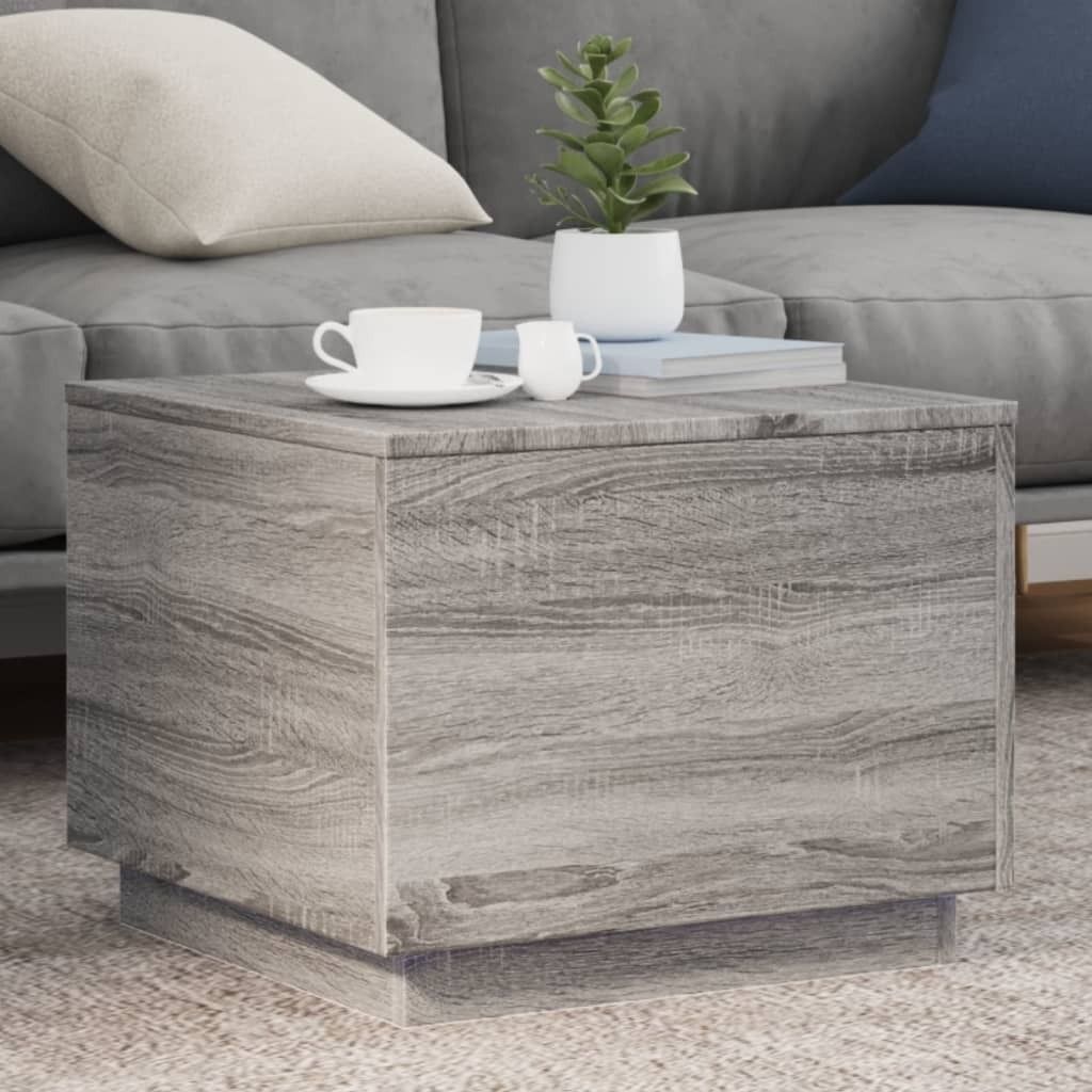 Maison Exclusive - Couchtisch mit LED-Leuchten Grau Sonoma 50x50x40 cm