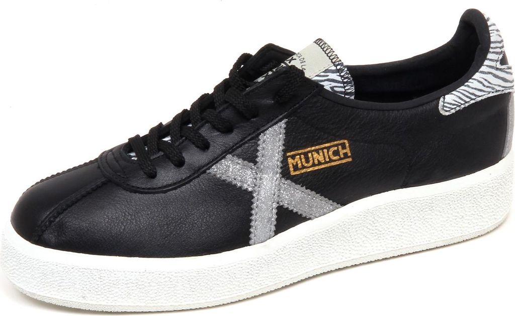 F6184 sneaker donna black/silver MUNICH BARRU SKY leather shoe woman