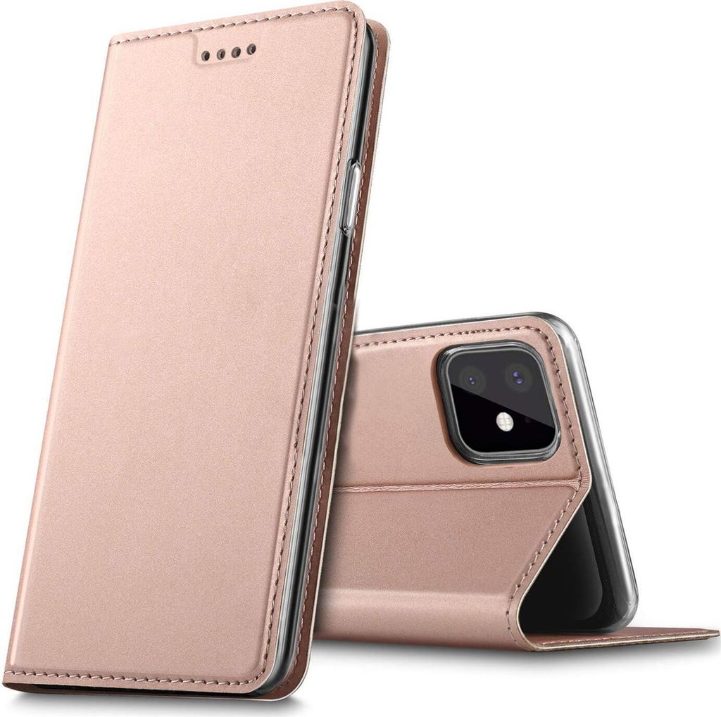 Conie Ultra Slim Klapp Tasche für iPhone 11 Kartenfach Hülle Rundumschutz in Rosa