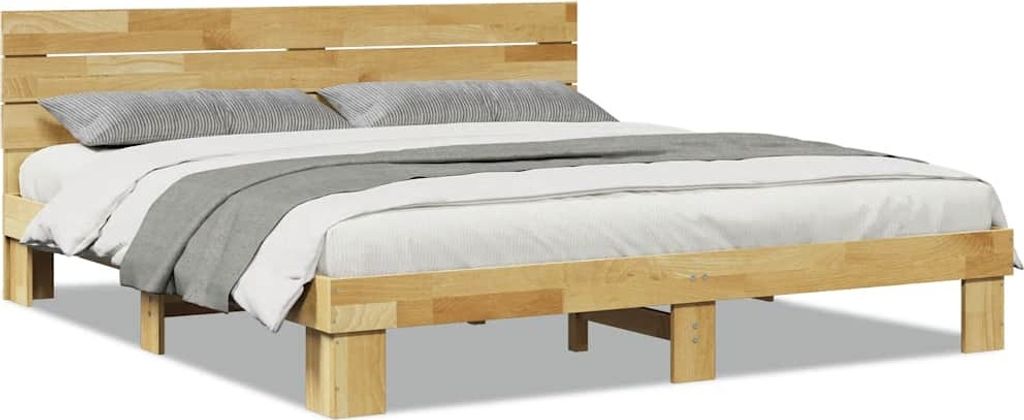 vidaXL Massivholzbett mit Kopfteil ohne Matratze 180x200 cm Eichenholz