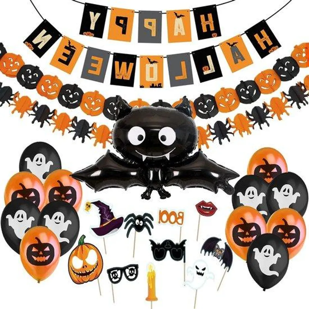 Kit Décoration Halloween Ruban Effrayant Citrouille et Chouette 5m