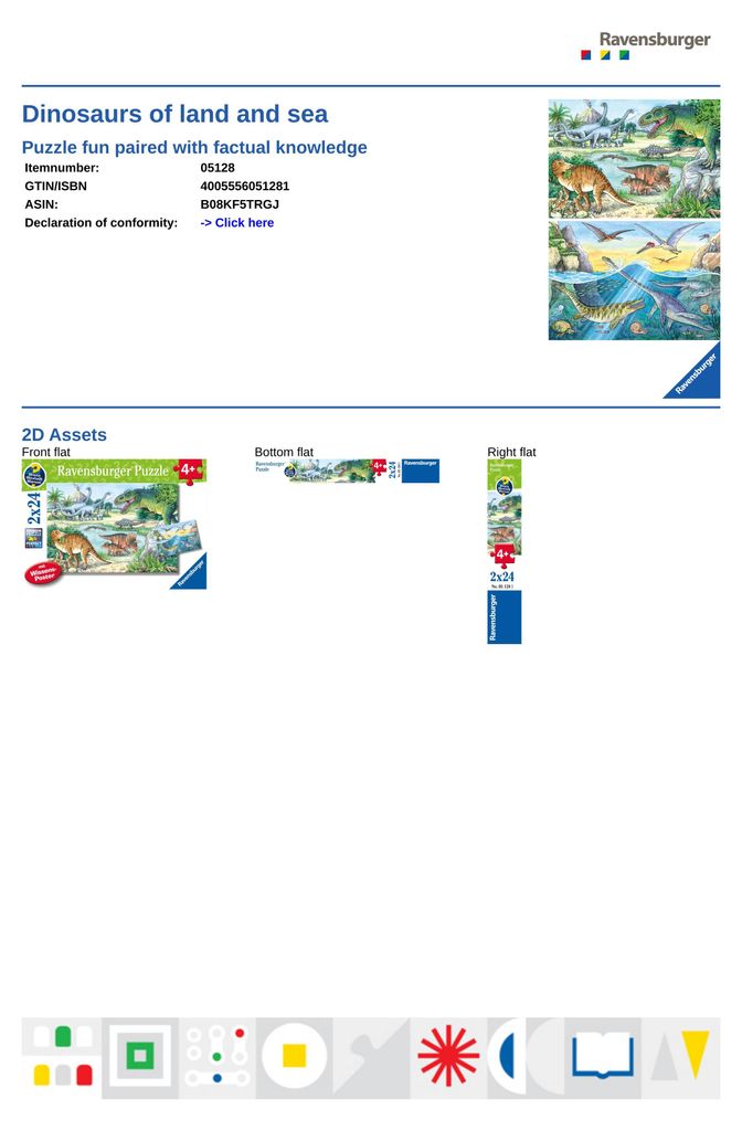 Puzzle per bambini Ravensburger - 05128 I dinosauri e i Immagine del prodotto 
