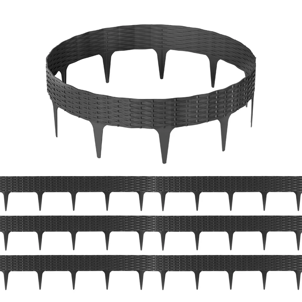 Bordure de jardin anti-envahissement aspect rotin anthracite pack de 10m
